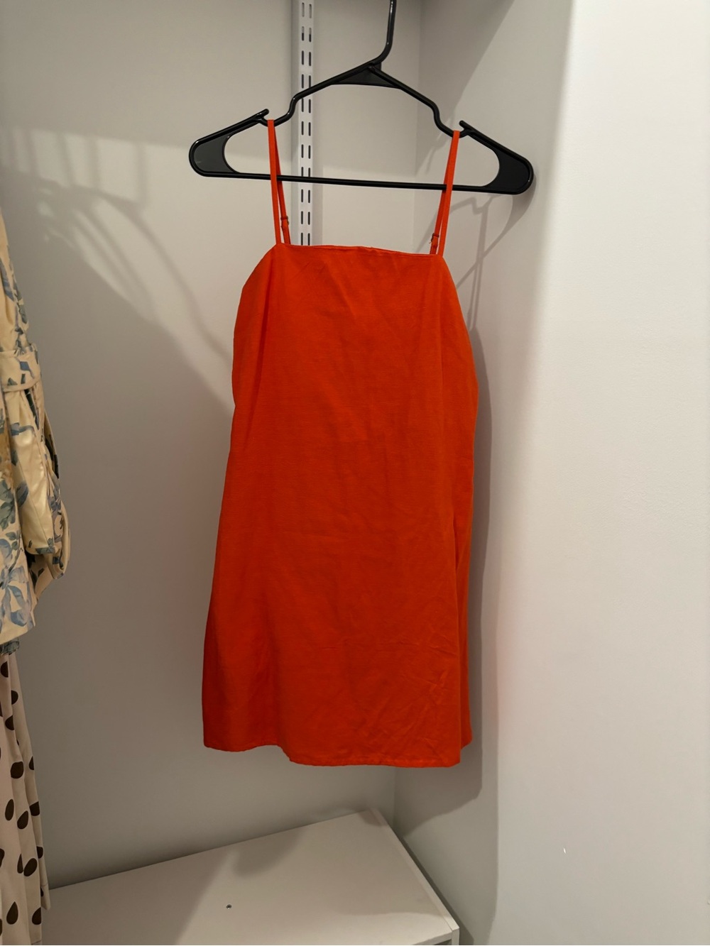 Orange Spaghetti-Strap Mini Dress